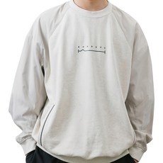 BOHRHOO Needle Sweat 拼接 尼龍 口袋 分割 大學Tee 長袖 XL 米白色