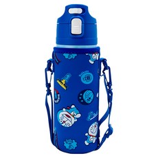 Sanrio 三麗鷗 彈蓋式保冷水壺 附水壺袋, 1個, 470ml, 哆啦A夢 藍色