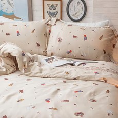 anna home 棉床本舖 台製 100% 60支天絲鋪棉兩用被 Sophia Ji插畫家聯名款 6 x 7呎 雙人, 喵努比斯