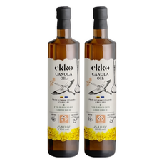 ekko 有機冷壓初榨芥花油 冷壓未經化學精煉 適合烹飪/煎炸/沙拉調味, 750ml, 2瓶