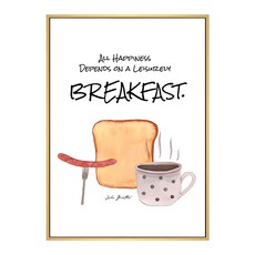 早安晨之美 木框 1入 PS環保樹脂框+油畫布+松木內框, 木色