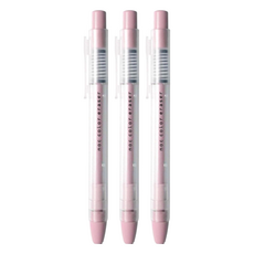 sun-star noc color eraser按壓出芯橡皮擦 雙層結構筆身 透明軸x彩色軸, 玫瑰色, 3個