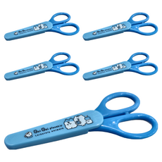 胖胖星球 安全剪刀, 塑膠金屬材質, 尺寸約60x140mm, 附保護套, 藍色, 5包