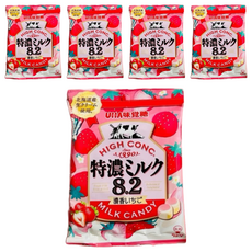 UHA 味覺糖 特濃牛奶糖，北海道鮮奶 草莓味，濃郁口感, 58g, 5包