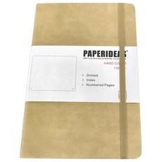 PAPERIDEAS A5 硬皮點陣筆記本, 188頁編號頁面, 索引, 100g/s 無酸紙, 沙色, 1本