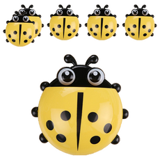 可愛瓢蟲造型牙刷牙膏架, PP材質, 健康環保耐用, 14cm*13.6cm, 黃色, 1組