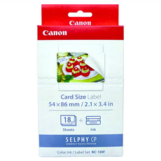 Canon 佳能 標籤貼 含墨盒 KC-18IF 18張, 54 x 86mm, 1盒