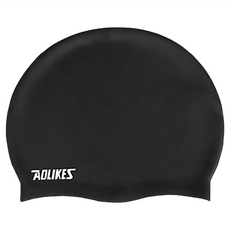 AOLIKES 奧力克斯 成人泳帽, 柔軟舒適, 矽膠材質, 保護頭髮, FREE, 黑色, 1個