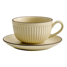 WORTH IT 渥思 職人手作條紋咖啡杯盤組, 奶白色, 1組