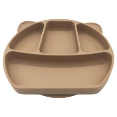矽膠吸盤餐盤 + 防塵蓋, 可可棕色, 1組