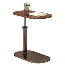 上手家居 原木升降邊桌，45~80cm升降，40 x 30cm，胡桃木色，床邊桌/沙發邊桌