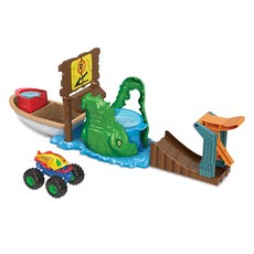 美泰兒 MATTEL 風火輪 大腳車 鱷魚吞噬變色組合, 1入