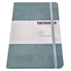 PAPERIDEAS A5硬皮筆記本 點陣, 帶號碼頁, 索引, 霧藍, 1本