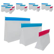 MIKA HOUSE 橘之屋 PEVA立體環保食物袋組 食物保鮮 居家好物 環保無毒..., 大18 x 26 x 5.8cm + 中14 x 20.5 x 5.8cm + 小10.5 x 15.5 x 5.5cm, 3件, 6組