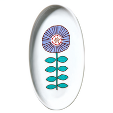 HAREKUTANI 晴九谷 日本九谷燒 花語橢圓小盤 - 紫色, 13 x 7 x 1.5cm, 1個