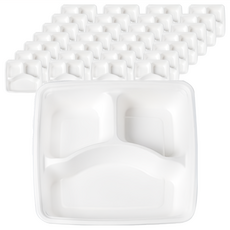 白色植纖九吋三格餐盒 39號 (230 x 230 x 45mm), 50個, 4組