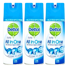Dettol 滴露 全效噴霧劑 清爽亞麻, 可殺滅99.9%病毒及細菌, 400ml, 3瓶