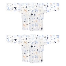 KU.KU Duckbill 酷咕鴨 北歐迷境森林反手袖紗布肚衣 100%棉 台灣製造, 0-3個月, 藍星森林, 2件