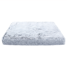 毛皇上 方形寵物沙發床, 灰白方塊, 1個