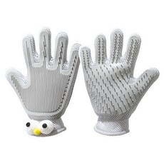 寵物兩用按摩除毛手套 右手 灰色大眼 寵物按摩梳毛手套, 1組