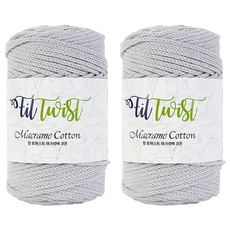 SEVY Fil Twist Macrame Cotton系列 編織棉線 100公尺 1捲 材質: 棉 原產地: 韓國, 204 淺灰色, 2個