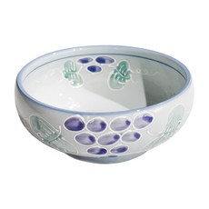 7缽系列, 日本製, 手繪葡萄/藍繪柿子,陶瓷碗, 寬19cm 容量900mL, 1個