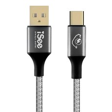 台灣 iSee A TO C 45W PD充電傳輸線, 黑色, 2.5m, 1條