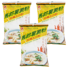 義峰食品 馬鈴薯澱粉(俗稱太白粉) 一般中西料理、菜餚、調羹、布丁、冰淇淋, 400g, 3包