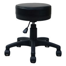 台灣製造 CC-02辦公圓椅 人工皮革 金屬 塑膠, 黑色, 47~57x35x35cm±5