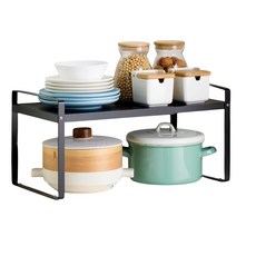 德利生活 分層伸縮置物架 S(36~60 x 22 x 18cm), 黑色, 1個