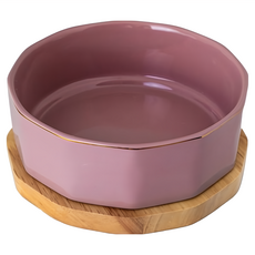 Catfeet 極簡純色陶瓷 天然實木碗架 易清潔陶瓷 簡約設計 碗架墊高, 紫色, 1個