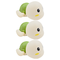 PUKU 藍色企鵝 樂游小烏龜發條玩具, ABS材質 耐用安全 旋轉發條 水中暢遊, 綠色, 3個