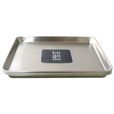 PAULUS Togo 不鏽鋼長方形托盤 4入組 耐熱100°C 日本原產, 4號 246 x 176 x 18mm, 銀色, 1組