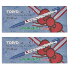 TOWO 東文 BOWKNOT 蝴蝶結中油筆 OP-103 0.7mm 24支, 藍色, 48支