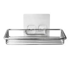 家而適 304不鏽鋼浴室置物架 台灣製 星辰銀 免釘免鑽, 240 x 140 x 120mm, 1個