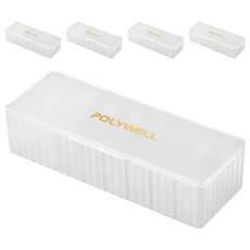 POLYWELL 寶利威爾 數據線收納盒 7格加長款 PW15-T65-0646, 5個, 透明白