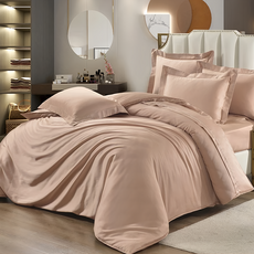 貝淇小舖 60支100%萊賽爾天絲 雙人鋪棉兩用被套, 夕暮杏