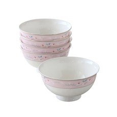 Just Home (五入組)粉雪骨瓷4.5吋飯碗, 白色, 1組