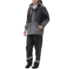 兩件式撞色雨衣, 3XL, 灰色