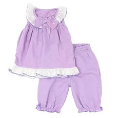 Mother garden 短袖睡衣套組 - 涼爽紗布 110cm, 紫