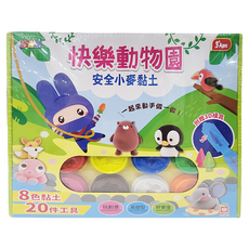 忍者兔 安全小麥黏土 快樂動物園, 8色黏土 20件工具 3歲以上, 1個