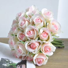 Floral M 花藝 法式西麗雅玫瑰仿真花, 10支, 甜心粉