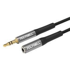 POLYWELL 寶利威爾 公對母 3.5mm 立體聲音源延長線 PW15-W52-B120, 黑色, 1條