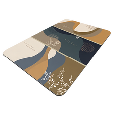 FAmILyLIFE 生活 硅藻泥快速吸水防滑腳踏墊, 和風印象 卡其色 + 藍色