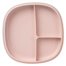 BBox 2合1吸盤式餐盤 莫蘭迪粉, 寶寶學習餐具, 防滑吸盤, 分隔餐盤, 安全材質, 1個