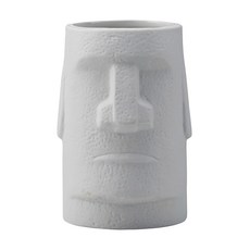 sun art 日本設計 摩艾石像馬克杯 360ml 陶瓷咖啡杯, 白色, 1個