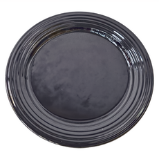 CHUN YUAN 泉原 黑色9.25吋螺紋圓盤 CF2003 黑色仿瓷 美耐皿樹脂餐盤, 235 x 22mm, 1個