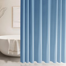 好物良品 莫蘭迪色系 仿亞麻/防潑水/防霉/防潮加厚浴簾 附掛環, 挪威藍, 1個