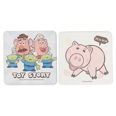 收納王妃 玩具總動員珪藻土杯墊 方型, 蛋頭夫妻 + 火腿 白色, 1組