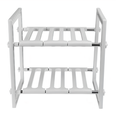 索樂生活 不鏽鋼廚房水槽伸縮架, 雙層伸縮設計, 一人輕鬆安裝, 38~65 x 26 x 38cm, 1個